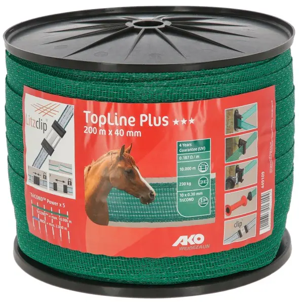 Ruban de clôture TopLine Plus 200M 40MM VERT  