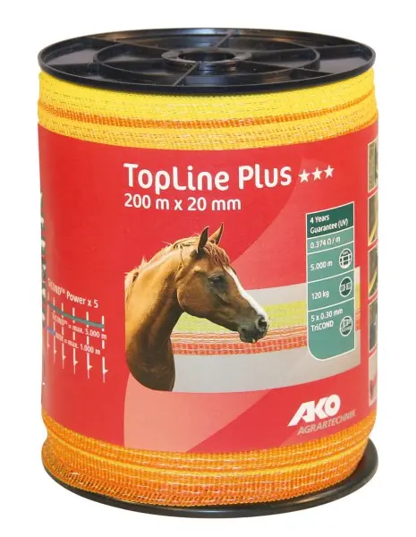 Ruban de clôture TopLine Plus 200m 20mm jaune/orange 