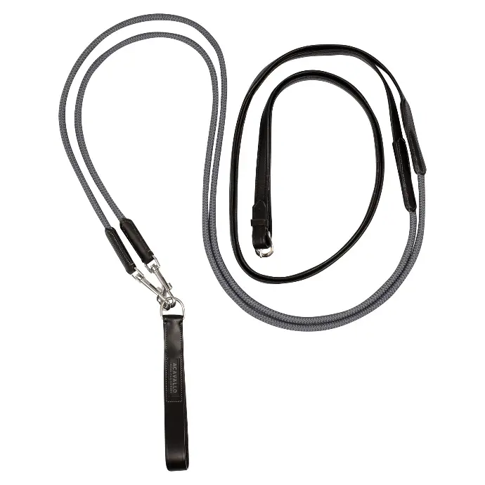 RENES ACAVALLO SOFT LEATHER DRAW REINS WITH ROUND NYLON ROPE