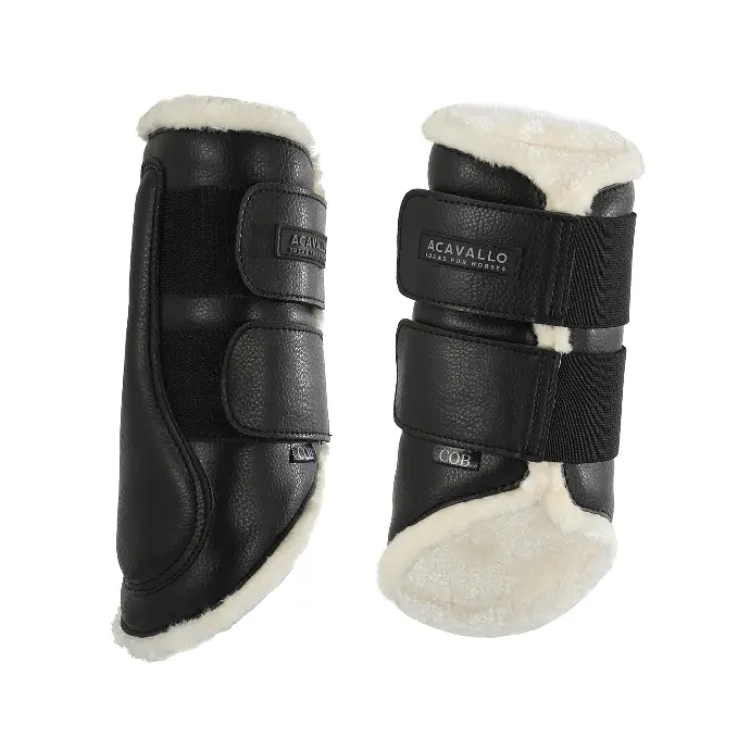 GUETRES AVANT ACAVALLO ECO-LEATHER FRONT BRUSHING HORSE BOOTS WITH DOUBLE VELCRO FASTENING