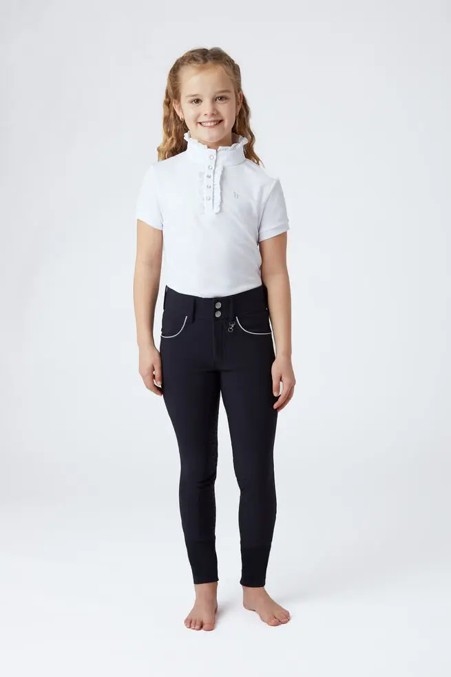 Pantalon d'équitation taille haute fond intégral silicone Horze Aubrey, enfant   