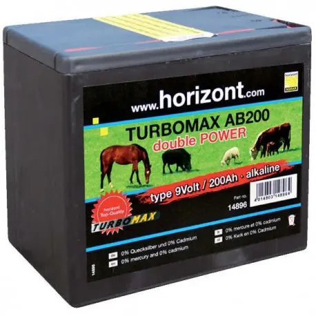 PILE HORIZONT "TURBOMAX AB200" 9 V - 200 AH. Pas de livraison mais enlèvement possible au magasin.