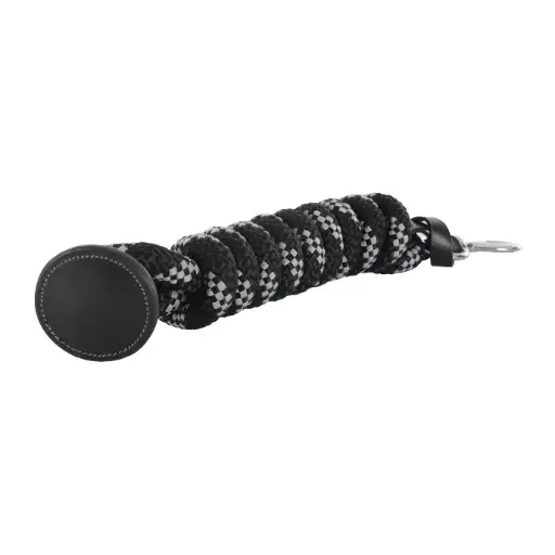 CORDE ACAVALLO NYLON BRAIDED LEAD ROPE WITH LEATHER TERMINATION